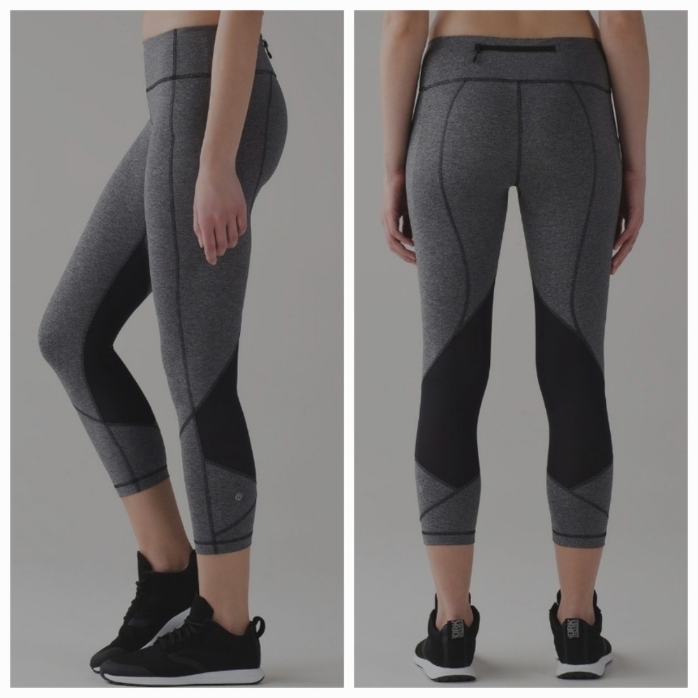 EUC Lululemon Rival Pace Crop Legging Charcoal Grey pockets Size 2